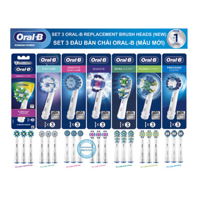 Set 3 đầu bàn chải điện thay thế Oral-B, cho tất cả các dòng bàn chải điện Oral-B